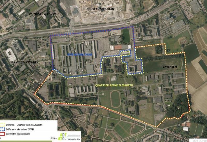 Site Defense (90 ha). Nord: ex-NATO et Sud: siège Defense