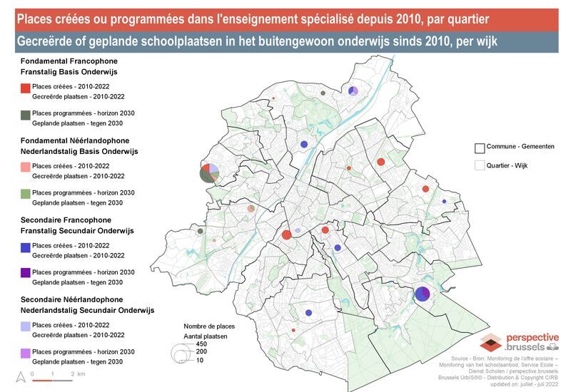 Places d'enseignement spécialisé créées ou programmées à l'horizon 2030